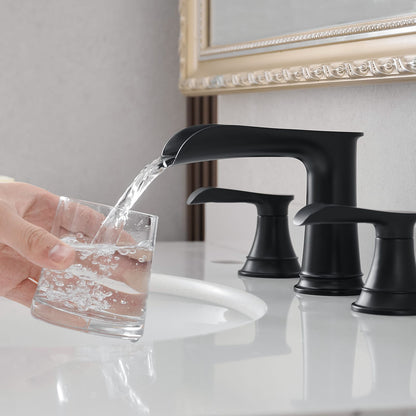 Black 2-Handle Bathroom Sink Faucet - 8 Inch Widespread