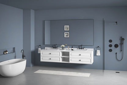 White Wall Mounted Bathroom Vanity Cabinet - 96" Storage