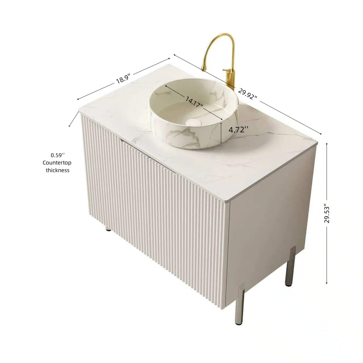 30 inch Scandinavian Bathroom Vanity with Storage Cabinet