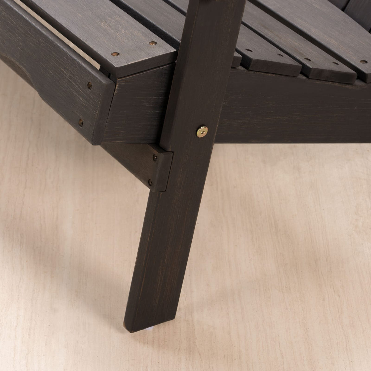 Dark Grey Acacia Wood Adirondack Loveseat for Patio Seating