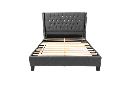Queen Bed in Blue Gray - Box Spring Not Needed for Bedroom