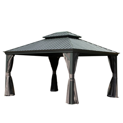 10x12 Hardtop Gazebo Outdoor Shade Structure in Grey Aluminum