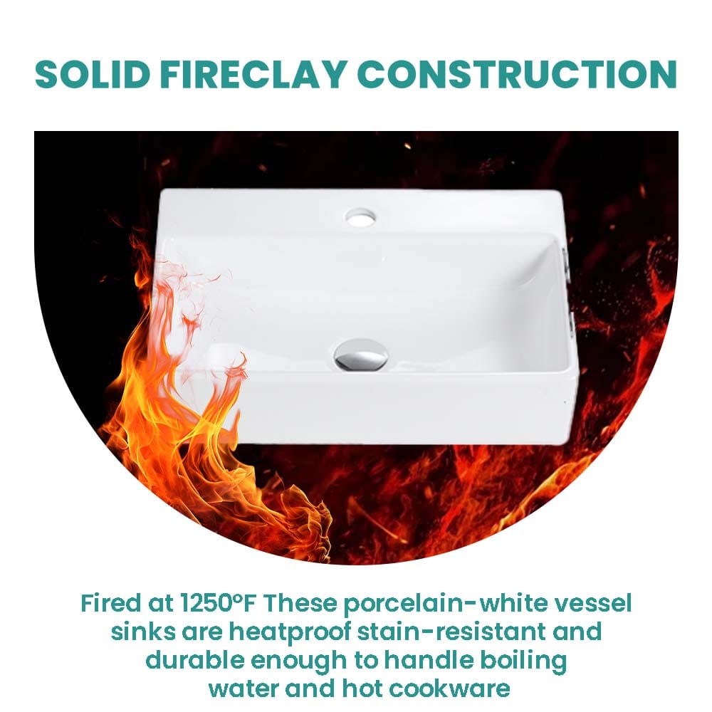 20" White Ceramic Bathroom Vanity Sink - Gloss Finish