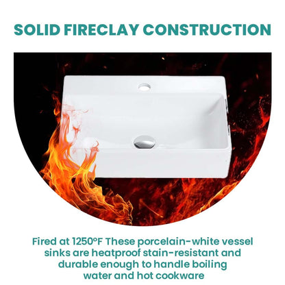 20" White Ceramic Bathroom Vanity Sink - Gloss Finish
