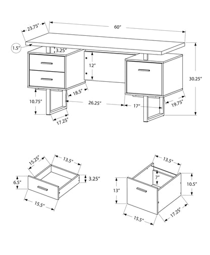 Walnut Computer Desk - 60" Home Office Storage Desk