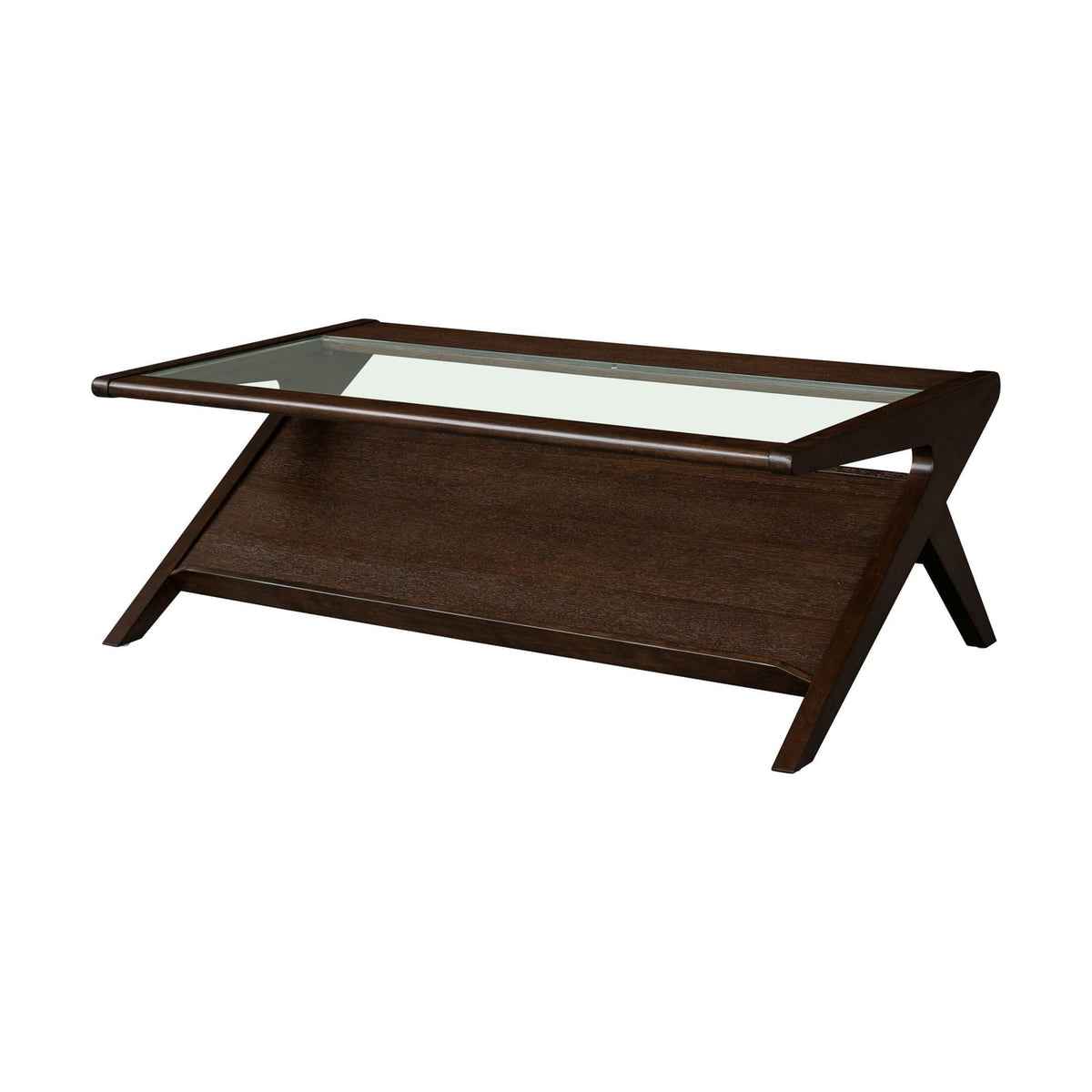 Wood & Glass Coffee Table - Morocco Brown Storage