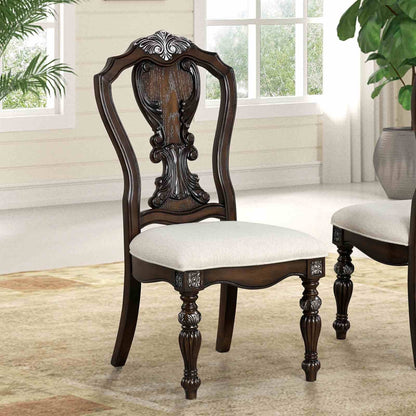 Traditional Dark Brown Solid Wood Side Chairs for Dining Room