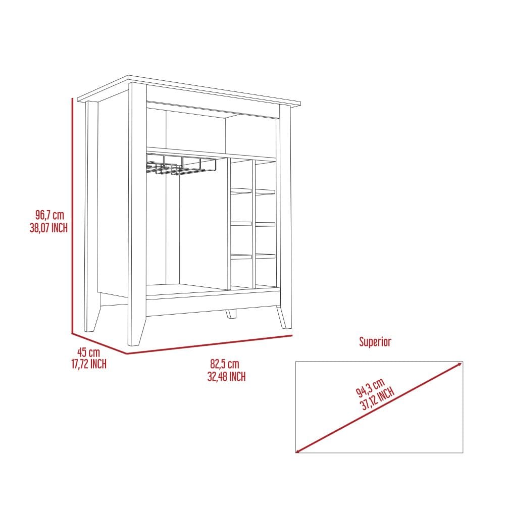 Gray Bar Cabinet with Wine Racks - 32.5'' Wide