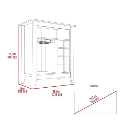 Gray Bar Cabinet with Wine Racks - 32.5'' Wide