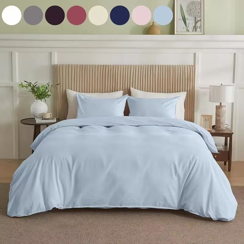 Serta Simply Clean Solid Duvet Cover Light Blue Twin - Comfortable & Durable