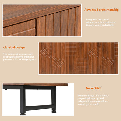 Walnut Wood Sideboard Buffet Cabinet - 59" Storage
