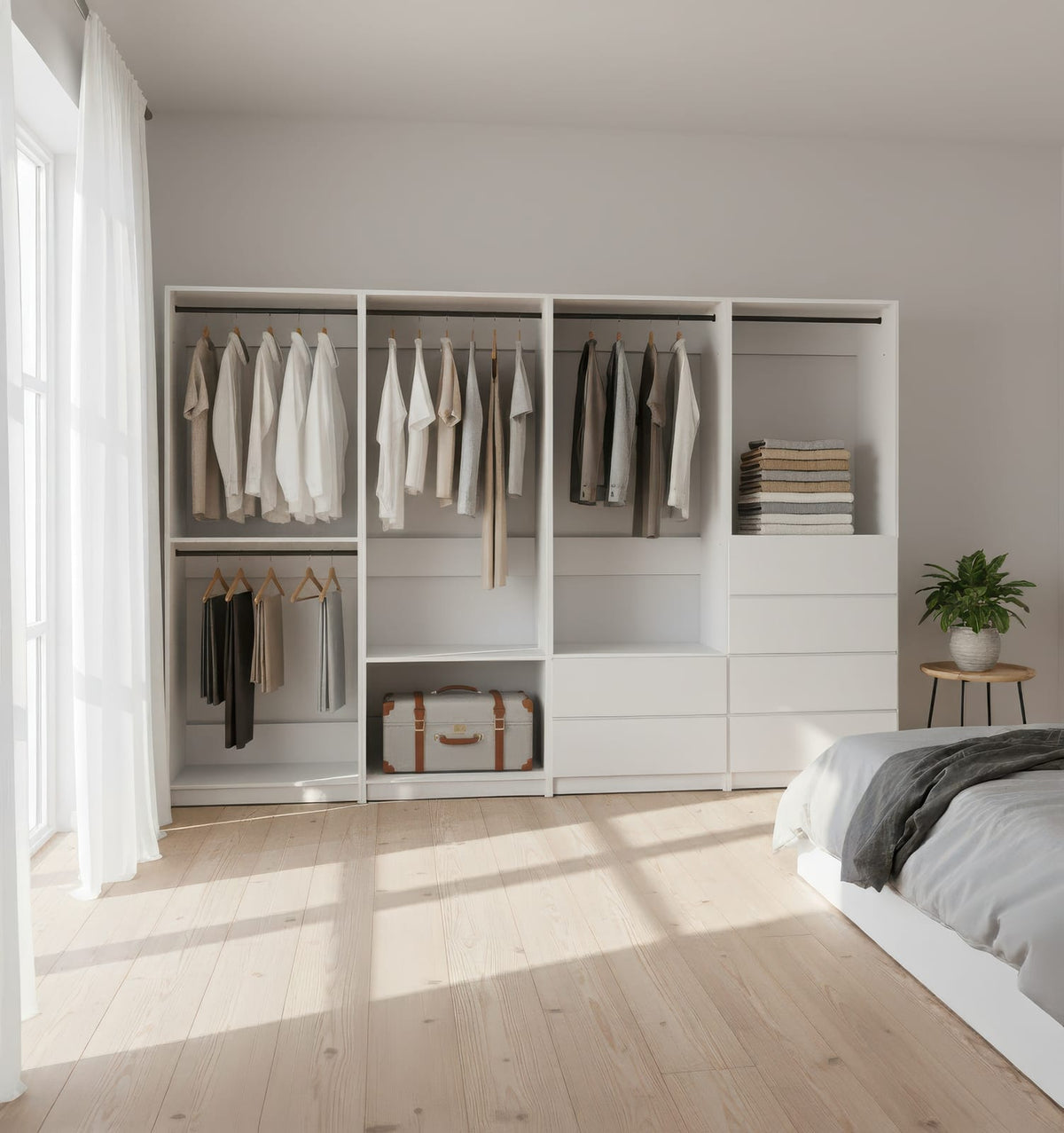 White Wood Walk-In Closet System - 15.7" W