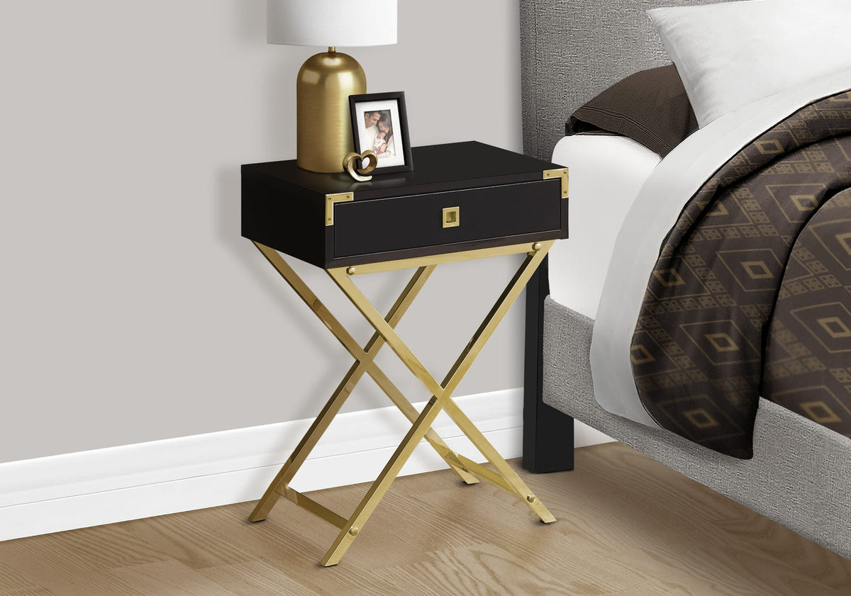 Espresso MDF End Table with Drawer for Bedroom Storage for Living Room