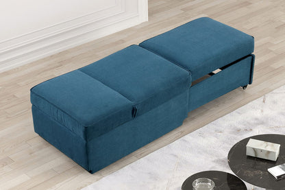Blue Convertible Storage Chair with Pull-Out Seat for Living Room