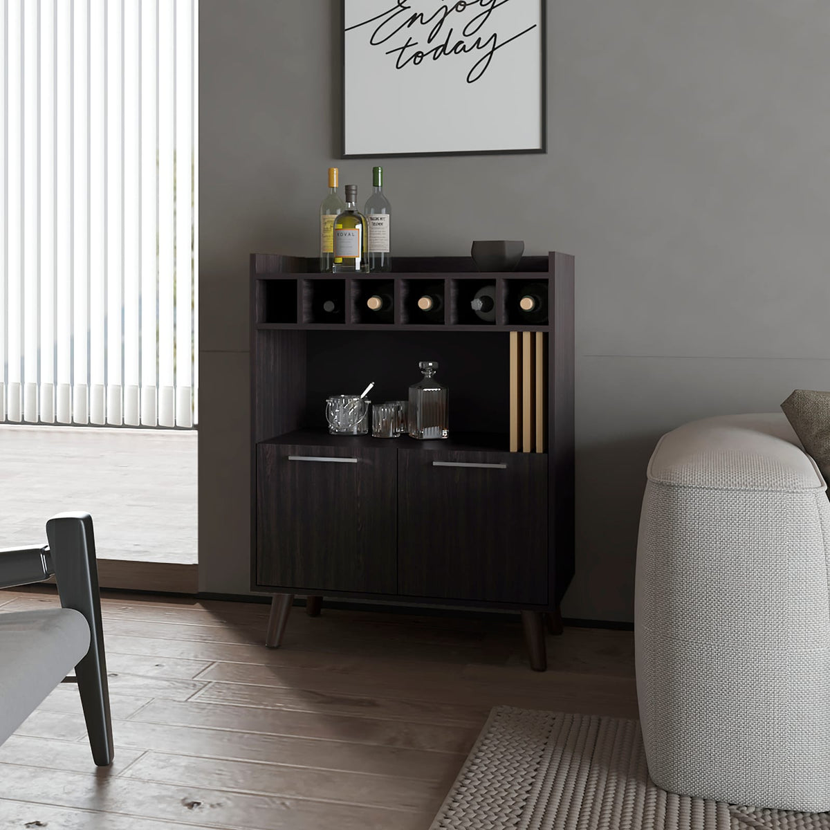 Yucca Bar Cabinet Wine Storage & Display, Multicolor