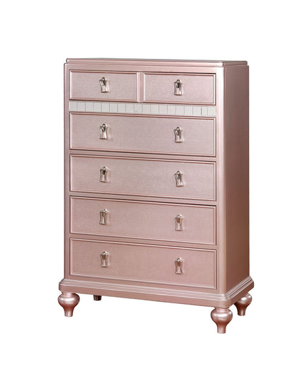 Contemporary Rose Gold Mirror Chest - Bedroom Dresser