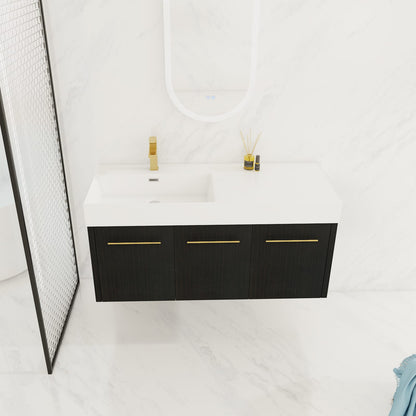 47 Inch Black Chestnut Bathroom Vanity - Storage Sink