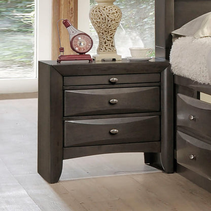 Gray 2 Drawer Bedside Cabinet Nightstand - Contemporary Style