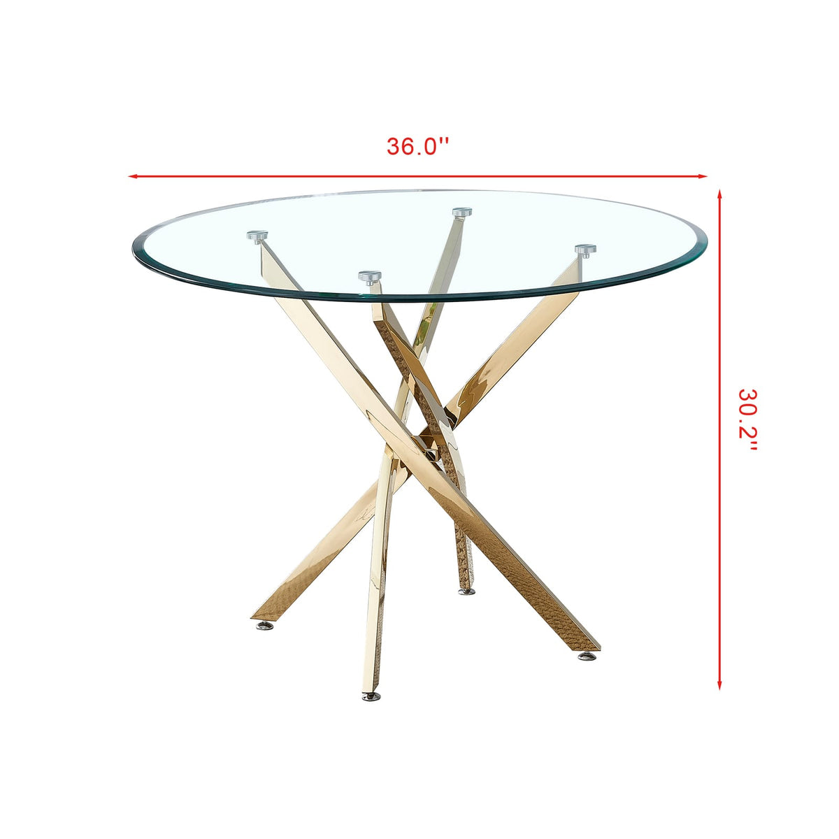 Contemporary Round Dining Table - Gold Tempered Glass