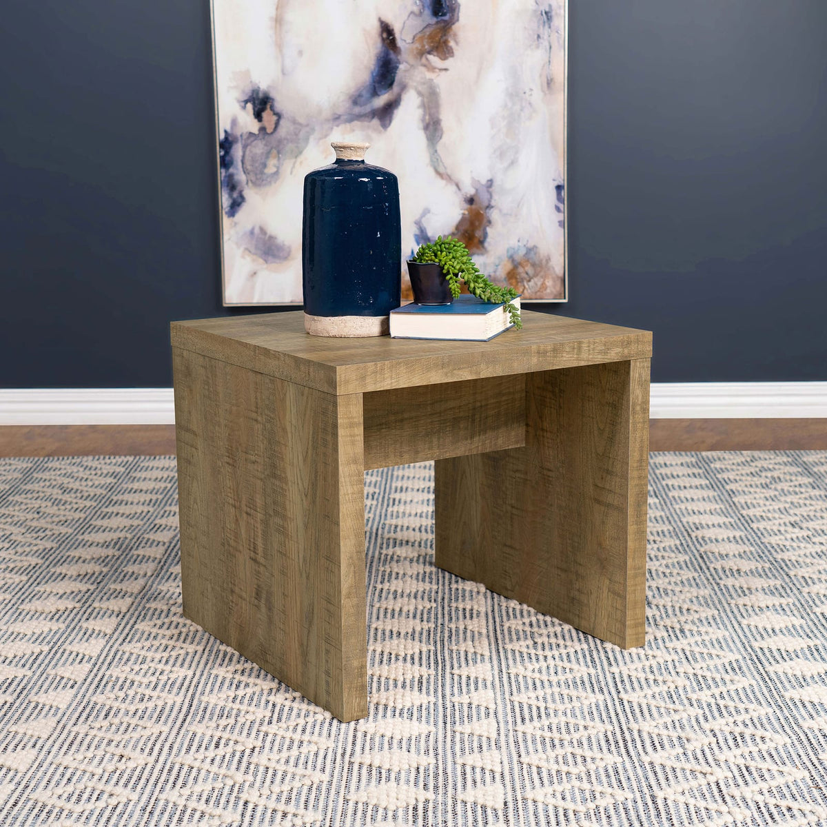 Natural Mango Wood Square End Table - 23.5" for Living Room