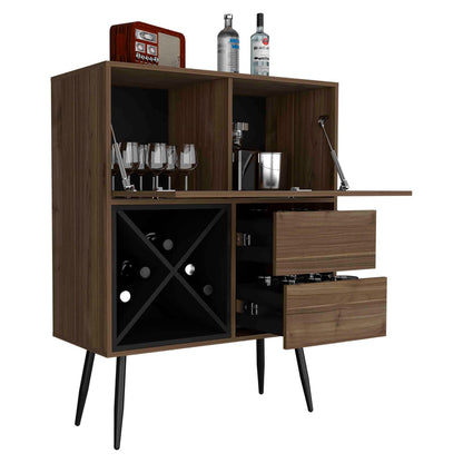 Mahogany Bar Cabinet - 35.4" Wide Storage for Living Room