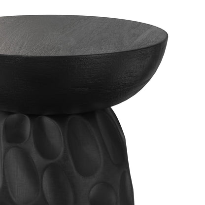 Black Mango Wood Nightstand for Bedroom Storage and Decor for Living Room