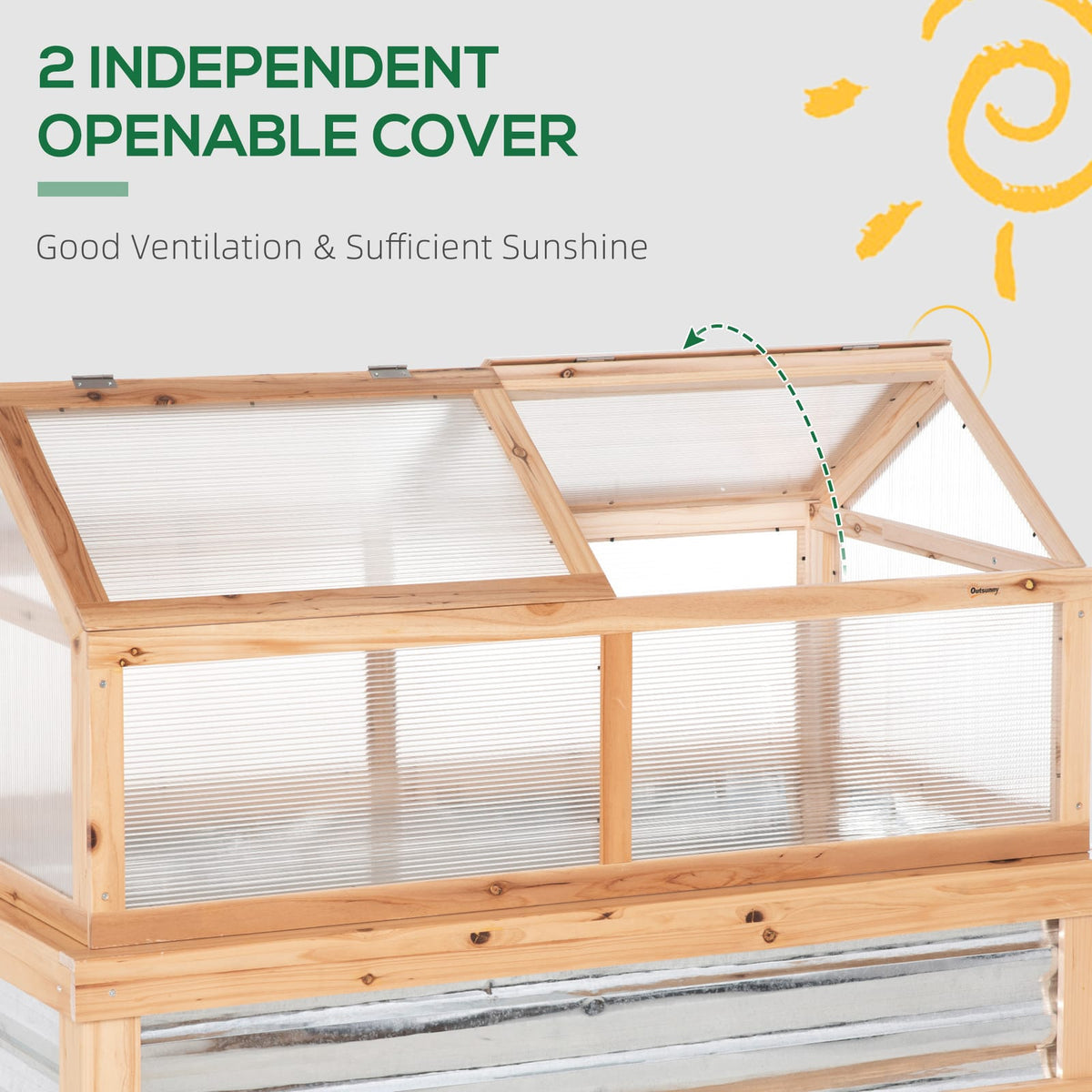 Natural Wood Raised Garden Bed with Greenhouse for Outdoor Gardening