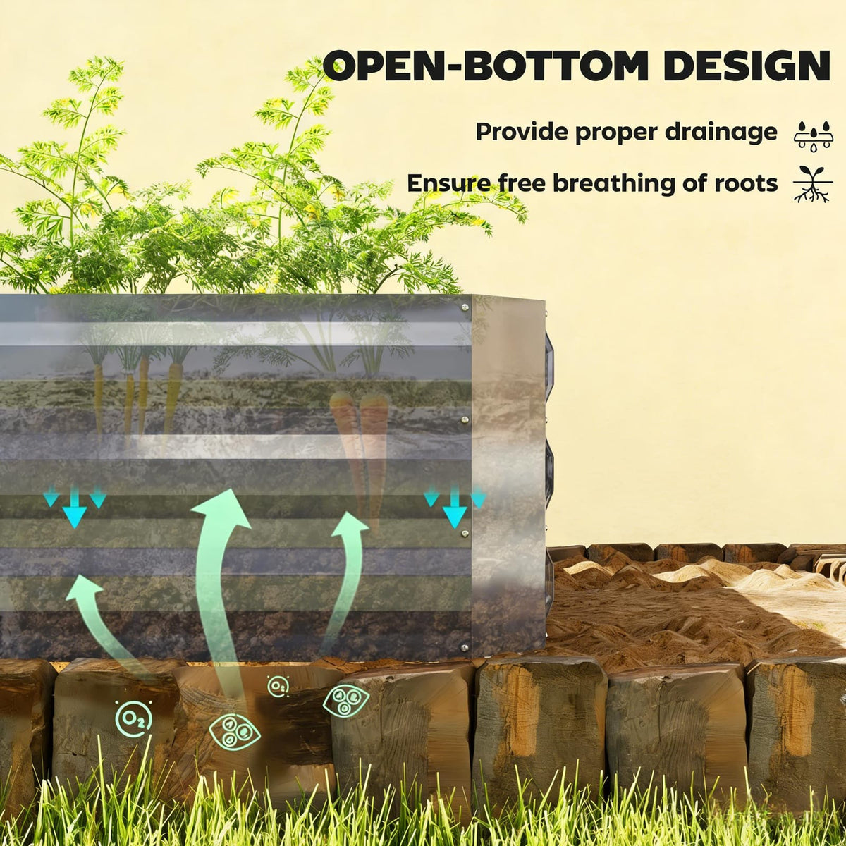 Dark Gray Green Raised Garden Bed with Greenhouse Cover