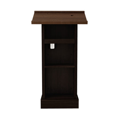 Vintage Wooden Lectern Stand - 44" Tall with Storage, Rustic Brown