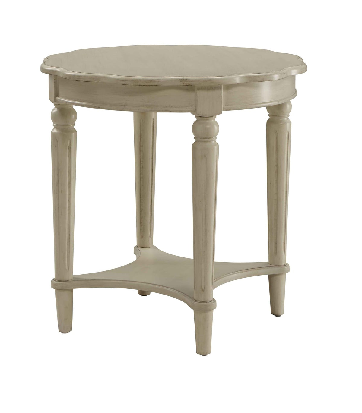Antique White End Table with Bottom Shelf for Living Room