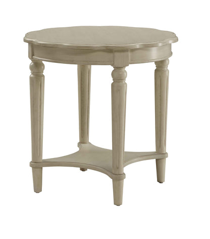 Antique White End Table with Bottom Shelf for Living Room