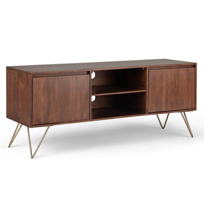 60" Wide Dark Brown Mango Wood TV Stand Media Console