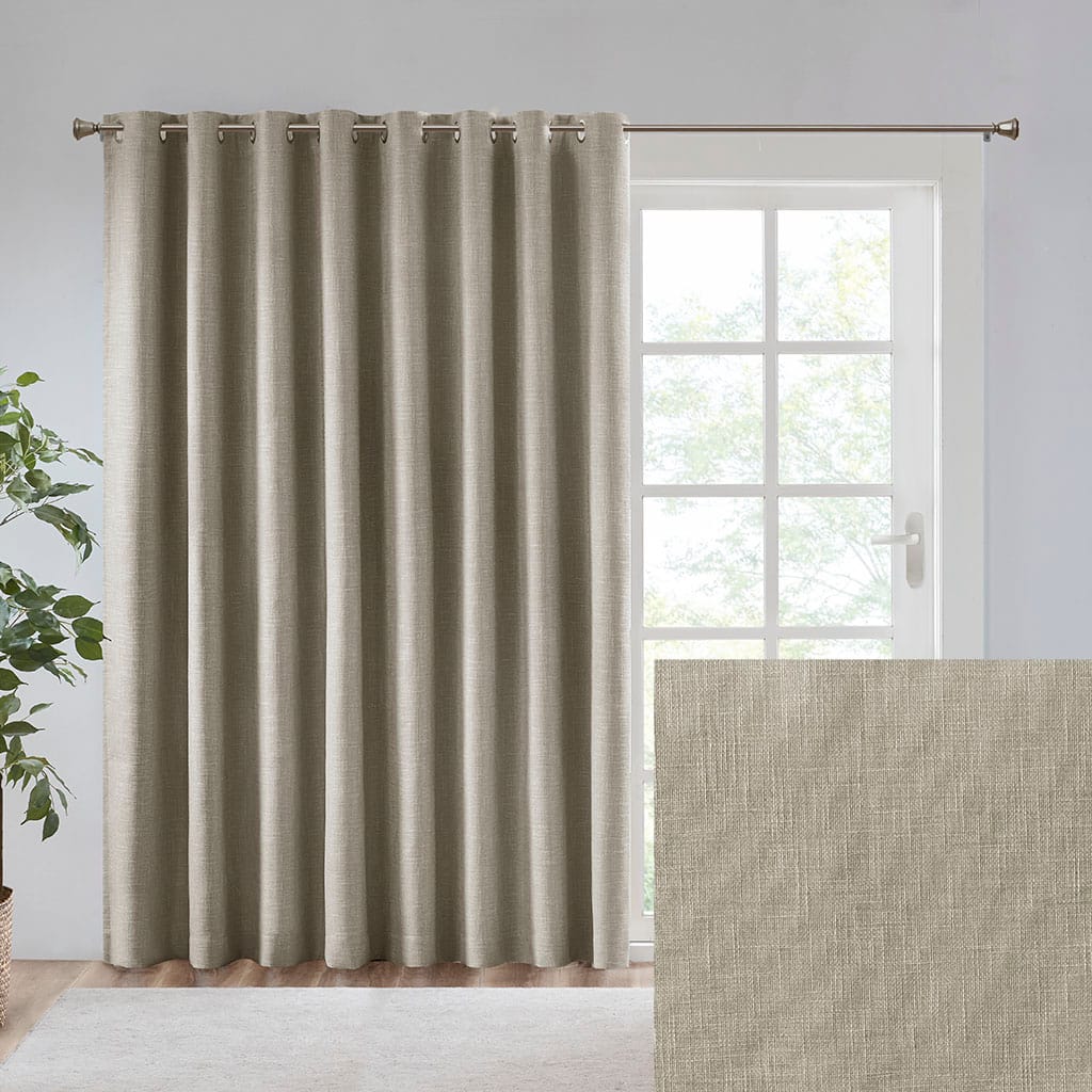 Taupe Polyester Blackout Curtains 100" Wide Window Panel