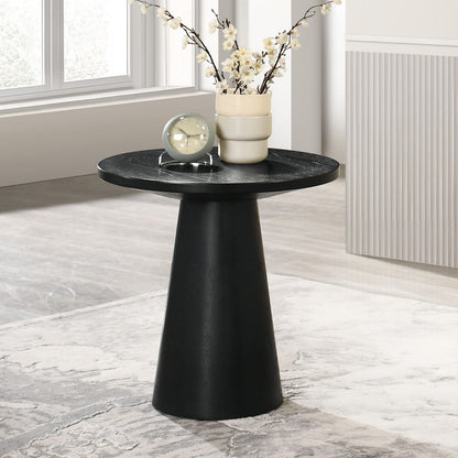 Black End Table - 20" Round Contemporary Style