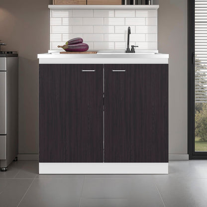 Salento Freestanding Sink - White & Black Storage Cabinet