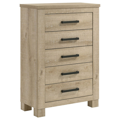 Sansome Weathered Oak 5-Drawer Chest - Bedroom Storage