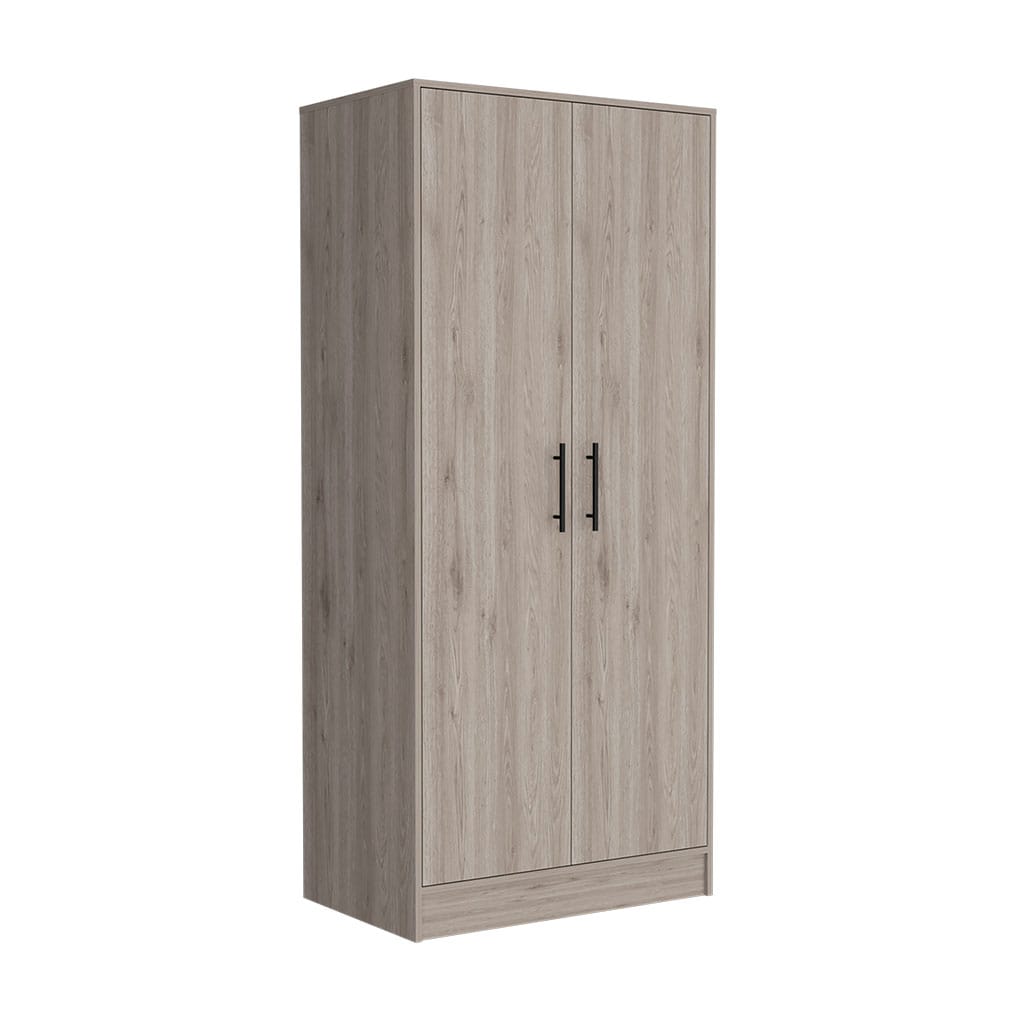 71" Light Gray Bedroom Dresser with Hanging Rod