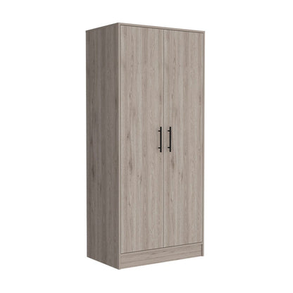 71" Light Gray Bedroom Dresser with Hanging Rod