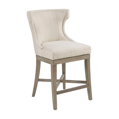 Cream Polyester Swivel Counter Stool - 300 lb Capacity