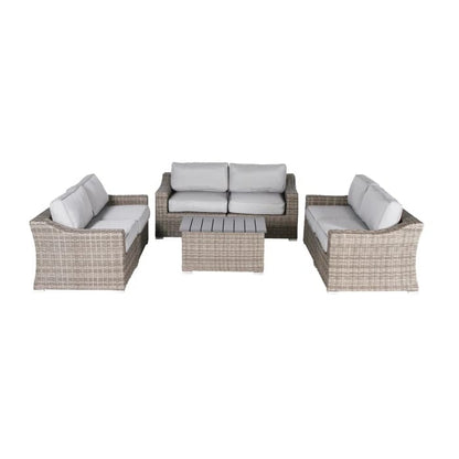 Poolside Wicker Patio Sofa Set with Cushions Seats 6 Grey Mix