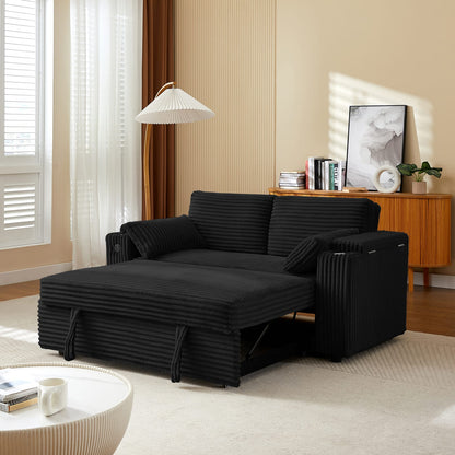 Black 2 Seat Sofa Bed - Converts to Bed for Living Room
