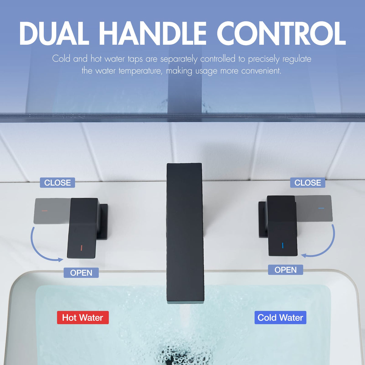 Black 8-Inch Widespread Bathroom Faucet - Joystick Handle
