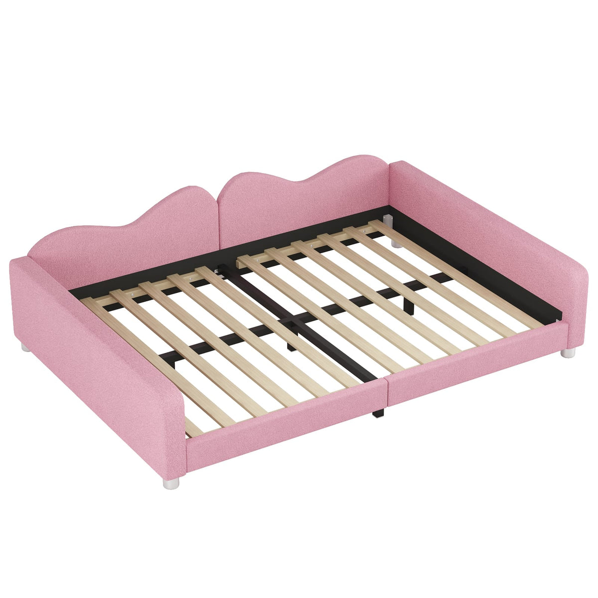 Pink Full Size Sofa Bed with Cloud Backrest for Cozy Bedroom