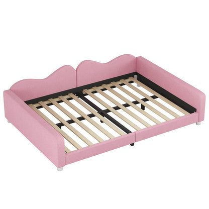 Pink Full Size Sofa Bed with Cloud Backrest for Cozy Bedroom