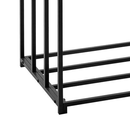 Black Iron Outdoor Firewood Rack for Backyard Storage and Patio