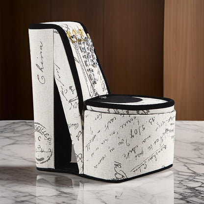 Beige Black Velvet Jewelry Storage Box for High Heels and Accessories for Bedroom