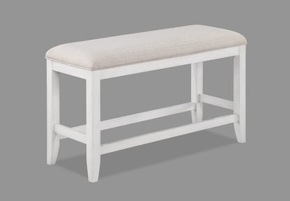 Transitional White Fabric Bench - Comfortable Guest Seating
