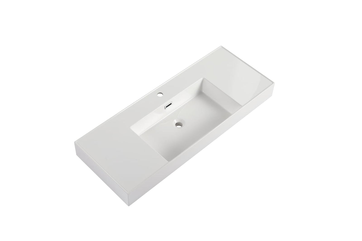 Gloss White Resin Bathroom Vanity - 47.2" Sink