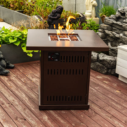 28" Propane Fire Pit Table - Brown Steel Outdoor Heating