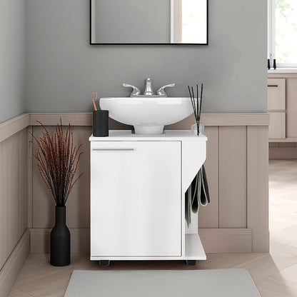 Bathroom Vanity with Storage - White Engineered Wood